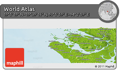 Physical Panoramic Map of the Area around 19° 22' 18" N, 93° 34' 29" E
