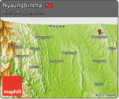 Physical 3D Map of Nyaungbintha