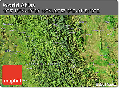 Satellite Map of the Area around 19° 22' 18" N, 94° 25' 30" E