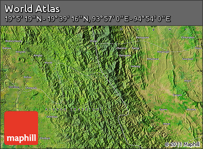 Satellite Map of the Area around 19° 22' 18" N, 94° 25' 30" E