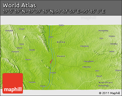 Physical 3D Map of the Area around 19° 22' 18" N, 95° 16' 30" E