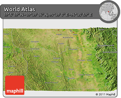 Satellite 3D Map of the Area around 19° 22' 18" N, 96° 7' 30" E