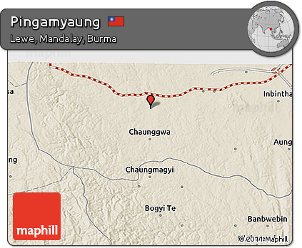Shaded Relief 3D Map of Pingamyaung