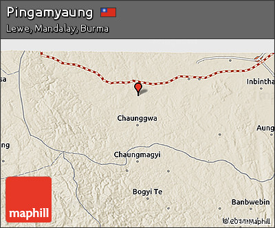 Shaded Relief 3D Map of Pingamyaung