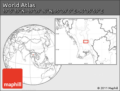 Blank Location Map of the Area around 19° 22' 18" N, 96° 7' 30" E