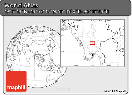 Blank Location Map of the Area around 19° 22' 18" N, 96° 7' 30" E