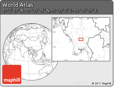 Blank Location Map of the Area around 19° 22' 18" N, 96° 7' 30" E