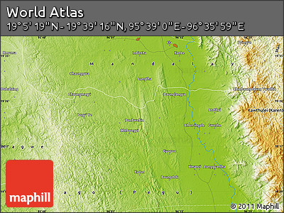 Physical Map of the Area around 19° 22' 18" N, 96° 7' 30" E