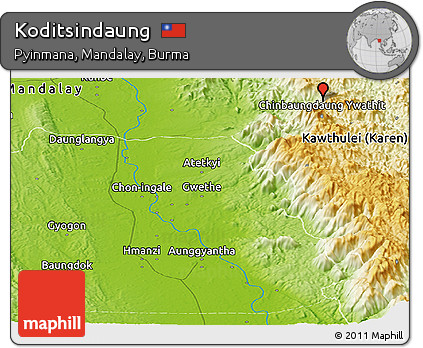 Physical Panoramic Map of Koditsindaung