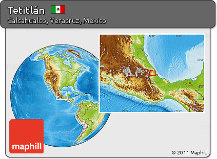 Physical Location Map of Tetitlán