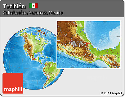Physical Location Map of Tetitlán