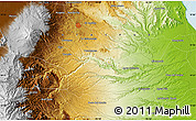 Physical Map of the area around 19° 22' 18" N, 96° 49' 29" W