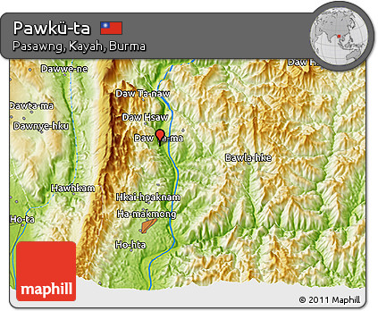 Physical 3D Map of Pawkü-ta