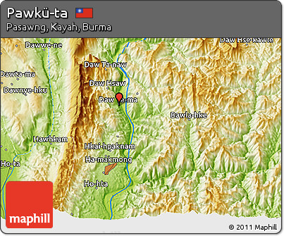 Physical 3D Map of Pawkü-ta