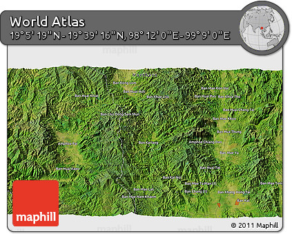Satellite 3D Map of the Area around 19° 22' 18" N, 98° 40' 30" E
