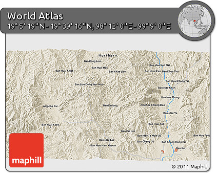 Shaded Relief 3D Map of the Area around 19° 22' 18" N, 98° 40' 30" E
