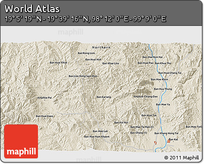Shaded Relief 3D Map of the Area around 19° 22' 18" N, 98° 40' 30" E