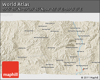 Shaded Relief 3D Map of the Area around 19° 22' 18" N, 98° 40' 30" E