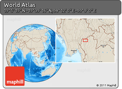 Shaded Relief Location Map of the Area around 19° 22' 18" N, 98° 40' 30" E