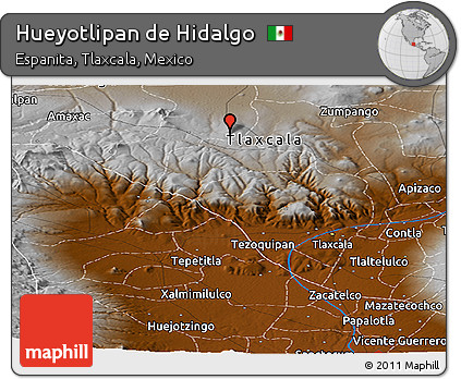 Physical Panoramic Map of Hueyotlipan De Hidalgo