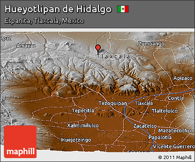 Physical Panoramic Map of Hueyotlipan De Hidalgo