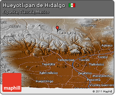 Physical Panoramic Map of Hueyotlipan De Hidalgo