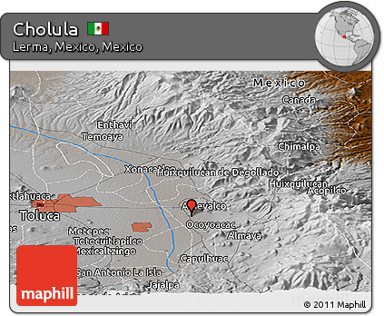 Physical Panoramic Map of Cholula