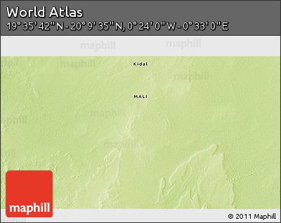 Physical 3D Map of the Area around 19° 52' 38" N, 0° 4' 30" E