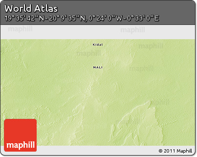 Physical 3D Map of the Area around 19° 52' 38" N, 0° 4' 30" E