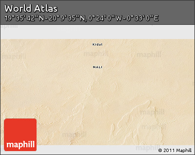 Satellite 3D Map of the Area around 19° 52' 38" N, 0° 4' 30" E