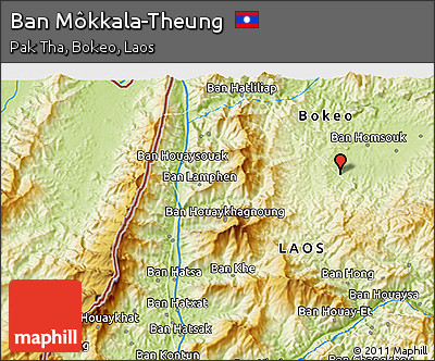 Physical 3D Map of Ban Môkkala-Theung