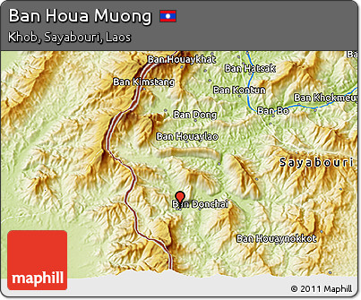 Physical 3D Map of Ban Houa Muong