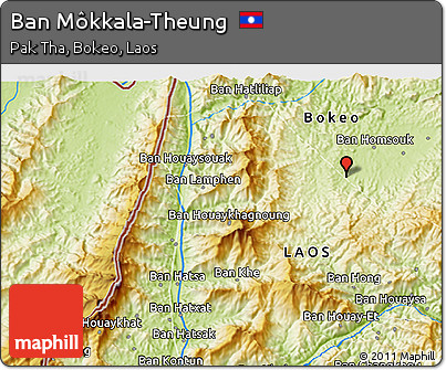 Physical 3D Map of Ban Môkkala-Theung