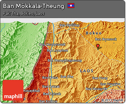 Political 3D Map of Ban Môkkala-Theung