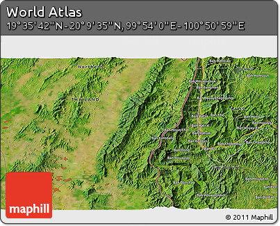 Satellite 3D Map of the Area around 19° 52' 38" N, 100° 22' 30" E