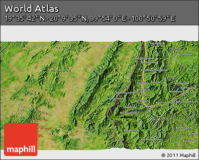 Satellite 3D Map of the Area around 19° 52' 38" N, 100° 22' 30" E