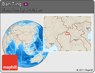 Shaded Relief Location Map of Ban Ting