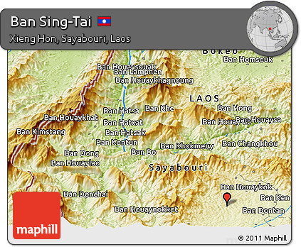 Physical Panoramic Map of Ban Sing-Tai