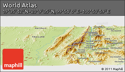 Physical Panoramic Map of the Area around 19° 52' 38" N, 100° 22' 30" E