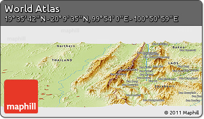 Physical Panoramic Map of the Area around 19° 52' 38" N, 100° 22' 30" E