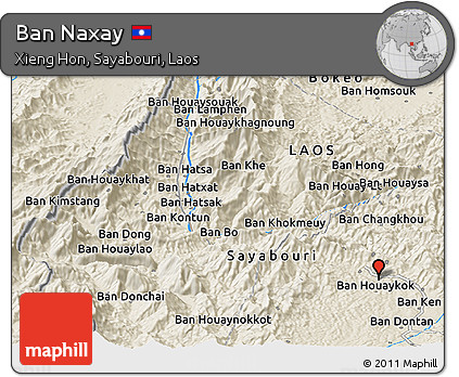Shaded Relief Panoramic Map of Ban Naxay