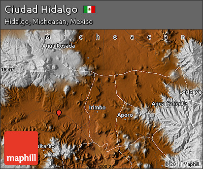 Physical Map of Ciudad Hidalgo