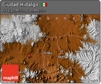 Physical Map of Ciudad Hidalgo