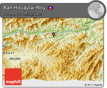 Physical 3D Map of Ban Houaylai-Noy