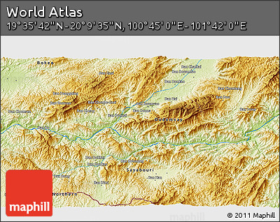 Physical 3D Map of the Area around 19° 52' 38" N, 101° 13' 29" E