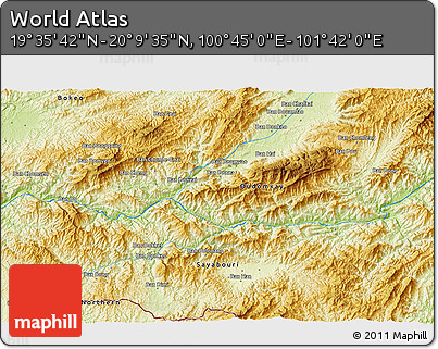 Physical 3D Map of the Area around 19° 52' 38" N, 101° 13' 29" E