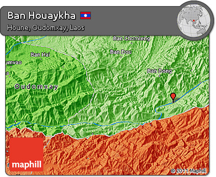 Political 3D Map of Ban Houaykha
