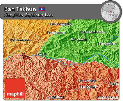 Political 3D Map of Ban Takhun
