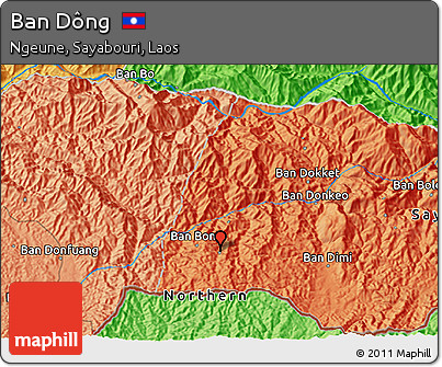 Political 3D Map of Ban Dông