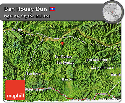 Satellite 3D Map of Ban Houay-Dun